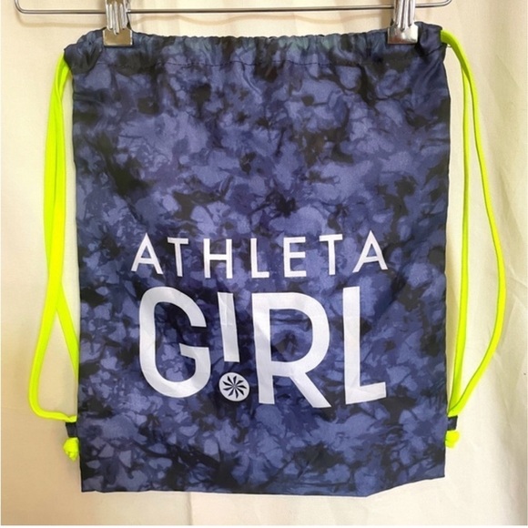 ATHLETA Girl Blue Tie Dye Cinch Sack Workout Backpack - Picture 1 of 8